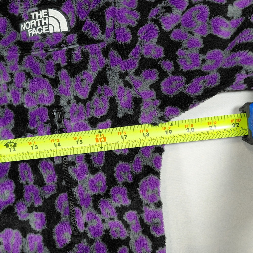 The North Face Womens Purple Leopard Print Cropped Fleece Osito Hoodie Small - Picture 12 of 14